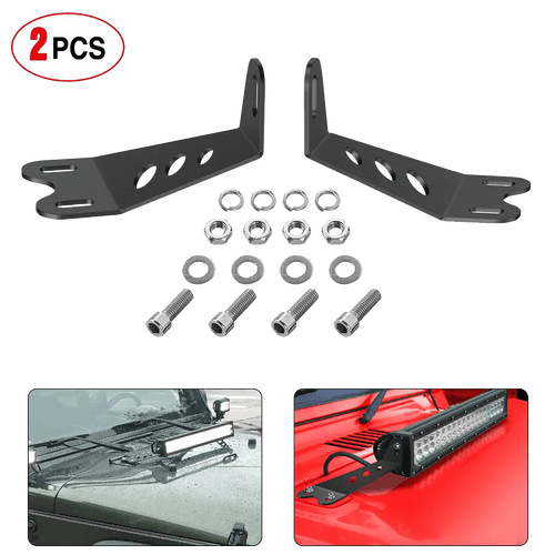 Nilight 20 Inch Light Bar Hood Mounts For Jeep Wrangler JK 2007 2008 2009 2010 2011 2012 2013 2014 2015 2016 2017