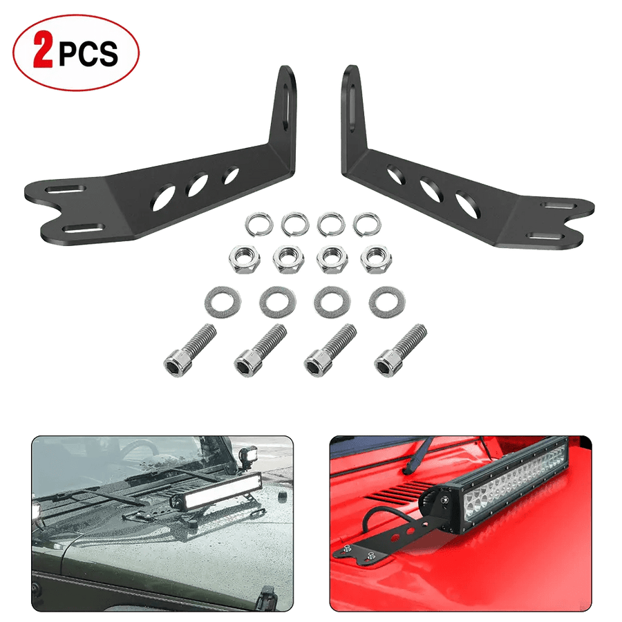 Nilight 20 Inch Light Bar Hood Mounts For Jeep Wrangler JK 2007 2008 2009 2010 2011 2012 2013 2014 2015 2016 2017