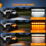 Nilight 20Inch Off-Road LED Light Bar, 420W 3 Lighting Modes (White/Amber/White&Amber) Driving Fog Light Spot Flood Lights with 16AWG Wiring Harness for Truck Car ATV SUV Jeep Boat, view 4