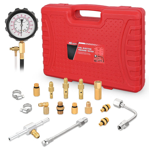 Nilight 20pcs 0-100 PSI Fuel Injection Pump Pressure Gauge Petrol Engine Diagnostic Tester Kit