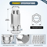 Nilight 20PCS 1/2-20 Lug Nuts Compatible with 1987-2017 Jeep Wrangler | for 1991-2020 Ford Explorer 1994-2014 Mustang One-Piece Solid Chrome Steel Closed End Wheel Nuts Replace, view 2