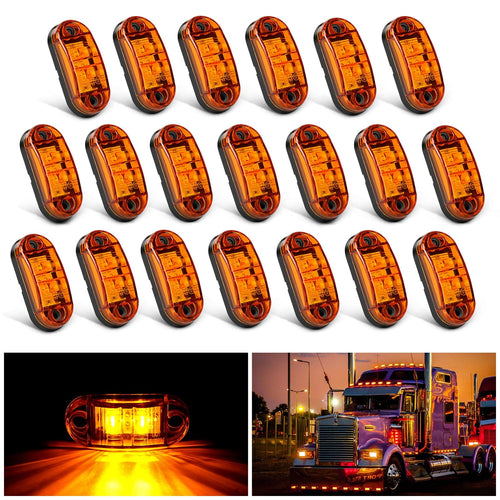 Nilight 2.5Inch Oval Amber 2 Diode LED Side Marker Light 20PCS