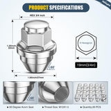 Nilight 20PCS M12x1.5 Lug Nuts Compatible with 2013-2025 Ford Escape | for 2012-2021 Fusion 2021-2025 Bronco Sport 2014-2019 Lincoln MKC One-Piece Solid Chrome Steel OEM Factory Wheel Nuts Replace, view 2