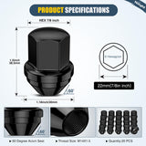 Nilight 20PCS M14x1.5 Lug Nuts Compatible with 2012-2018 Ram 1500 | for 2019-2022 Jeep Wrangler/Gladiator 2011-2024 Grand Cherokee One-Piece Solid Black Steel OEM Factory Wheel Nuts Replace, view 2