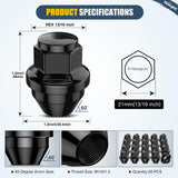 Nilight 20PCS M14x1.5 Lug Nuts Compatible with 2015-2023 Ford Mustang/Edge | for 2020-2023 Explorer 2022-2023 Maverick One-Piece Solid Black Steel OEM Factory Wheel Nuts Replace, view 2