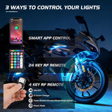 Nilight 20PCS Motorcycle RGB LED Light Kit Waterproof Multi Color Atmosphere Neon Accent Lights Lamp APP and Remote Control Underbody Strips for Harley Davidson Honda Kawasaki Yamaha Suzuki, view 3