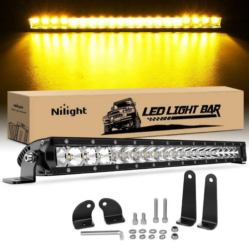 Nilight 21 Inch 100W 6200LM Amber Slim Spot Flood Led Light Bar | 2 Style Mounts