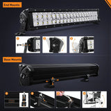 Nilight 21.6 Inch 200W 24000LM Spot Flood Osram P8-5W Chips LED Light Bar, view 5