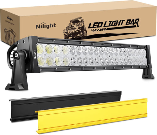 Nilight 22 Inch 120 W LED Light Bar with Yellow Black Covers | Spot Flood Combo Lighting for Off Road Driving Fog Lamp on Motorcycle Van Camper Pickup Golf Cart ATV UTV SUV Truck Boat 4x4