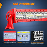 Nilight 33 Inch 420W Triple Row Red Case Spot Flood LED Light Bar | 16AWG Wire 3Pin Switch, view 3