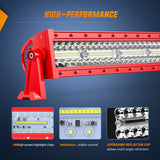 Nilight 22 Inch 480W 28800LM Triple Row Red Shell Spot Flood Led Light Bar | 16AWG Wire 5Pin Switch, view 3