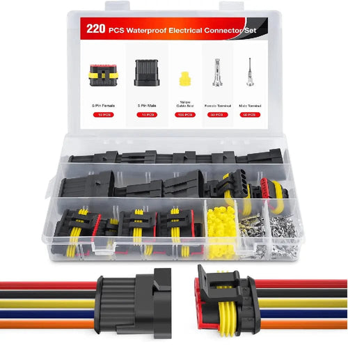 Nilight 220PCS 5 Pin Electrical Connector ‎Plug Male Female Terminal Wire Connector