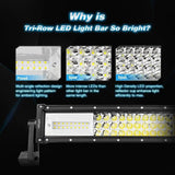 Nilight 22 Inch 270W 13500LM Triple Row Amber White Spot Flood LED Light Bar | 16AWG DT Wire, view 4