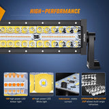 Nilight 22 Inch 480W Amber White Strobe Triple Row Spot Flood Led Light Bar | 16AWG DT Wire, view 5