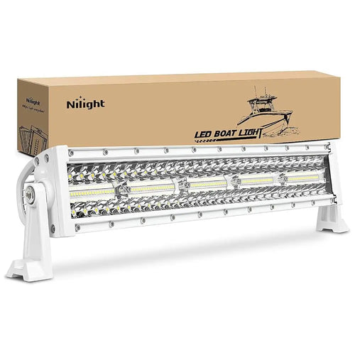 Nilight 22 Inch 480W Spot Flood Combo White Case Led Light Bar