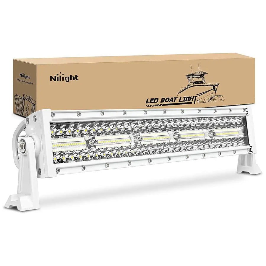 Nilight 22 Inch 480W Spot Flood Combo White Case Led Light Bar