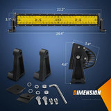 Nilight 22 Inch 480W Triple Row Amber Spot Flood LED Light Bar With 16AWG Wiring Harness 3Pin Switch, view 2