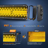 Nilight 22 Inch 480W Triple Row Amber Spot Flood LED Light Bar With 16AWG Wiring Harness 3Pin Switch, view 3