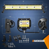 Nilight 22 Inch 480W Triple Row Amber White Spot Flood LED Light Bar | 2Pcs 4 Inch 60W LED Pods | 16AWG DT Wire 3 Leads, view 2