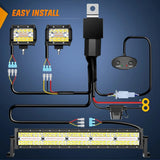Nilight 22 Inch 480W Triple Row Amber White Spot Flood LED Light Bar | 2Pcs 4 Inch 60W LED Pods | 16AWG DT Wire 3 Leads, view 6