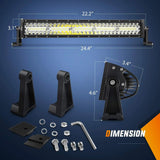 Nilight 22 Inch 480W Triple Row Spot Flood LED Light Bar | 2Pcs 4 Inch 60W LED Pods | 12FT Wire 3Pin Switch 3 Leads, view 2
