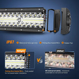 Nilight 22 Inch 480W Triple Row Spot Flood LED Light Bar | 2Pcs 4 Inch 60W LED Pods | 12FT Wire 3Pin Switch 3 Leads, view 4