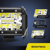 Nilight 22 Inch 480W Triple Row Spot Flood LED Light Bar | 2Pcs 4 Inch 60W LED Pods | 12FT Wire 3Pin Switch 3 Leads, view 5