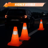 Nilight 24 Inch Collapsible Traffic Safety Cones 2 Pack - Bright Orange Parking Cones with Reflective Collars for Roadside Emergency, Parking, Driving Practice, view 3