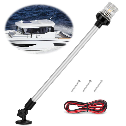 Nilight 24 Inch White Folding Stern Light for Marine Boats