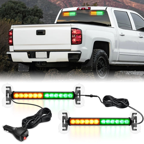 Nilight 24LED Emergency Strobe Traffic Advisor Light Bar 2 in 1 Amber Green Dash Warning Safety Flashing Lights Front/Rear Windshield Construction Lights for Trucks Cars Plow Police Vehicles