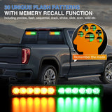 Nilight 24LED Emergency Strobe Traffic Advisor Light Bar 2 in 1 Amber Green Dash Warning Safety Flashing Lights Front/Rear Windshield Construction Lights for Trucks Cars Plow Police Vehicles, view 6