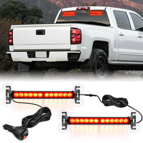 Nilight 24LED Emergency Strobe Traffic Advisor Light Bar 2 in 1 Red Dash Warning Safety Flashing Lights Front/Rear Windshield Construction Lights for Trucks Cars Plow Police Firefighter Vehicles