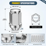 Nilight 24PCS 1/2-20 Lug Nuts Compatible with 1987-2017 Wrangler YJ TJ JK | for 1975-1996 F-150 1966-1996 Bronco 1983-2011 Ranger One-Piece Solid Chrome Steel Aftermarket Wheel Nuts Replace, view 2