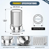 Nilight 24PCS M14x1.5 Lug Nut One-Piece Compatible with 2012-2024 RAM 1500 | for 2000-2024+ Suburban/Tahoe/Yukon/Escalade 1999-2025 Silverado/Sierra 1500 Solid Chrome Steel OEM Factory Wheel Nut Replace, view 2