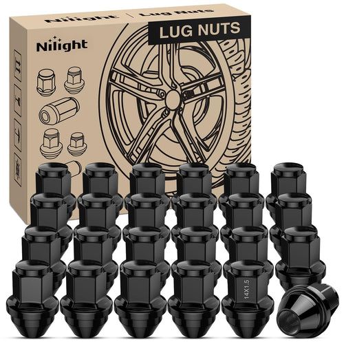 Nilight 24PCS M14x1.5 Lug Nuts Compatible with 2015-2025 Ford F-150 | for 2015-2025 Ford Expedition/Lincoln Navigator One-Piece Solid Black Steel OEM Factory Wheel Nuts Replace