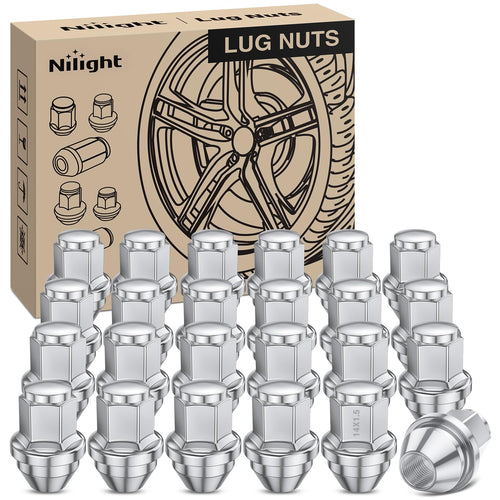 Nilight 24PCS M14x1.5 Lug Nuts Compatible with 2015-2025 Ford F-150 | for 2015-2025 Ford Expedition/Lincoln Navigator One-Piece Solid Chrome Steel OEM Factory Wheel Nuts Replace