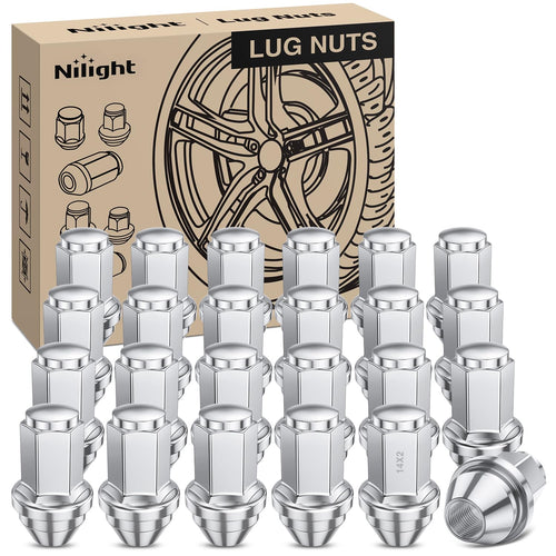 Nilight 24PCS M14x2 Lug Nuts Compatible with 2004-2014 Ford F-150 | for 2000-2014 Expedition/Lincoln Navigator 2006-2008 Mark LT One-Piece Solid Chrome Steel OEM Factory Wheel Nuts Replace