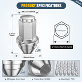 Nilight 24PCS M14x2 Lug Nuts Compatible with 2004-2014 Ford F-150 | for 2000-2014 Expedition/Lincoln Navigator 2006-2008 Mark LT One-Piece Solid Chrome Steel OEM Factory Wheel Nuts Replace, view 2