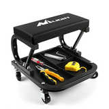 Nilight 260 LBS Capacity Black Rolling Mechanic Padded Seat with Tool Tray Storage, view 2