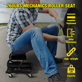 Nilight 260 LBS Capacity Black Rolling Mechanic Padded Seat with Tool Tray Storage, view 6