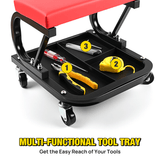 Nilight 260 LBS Capacity Red Rolling Mechanic Padded Seat with Tool Tray Storage, view 2