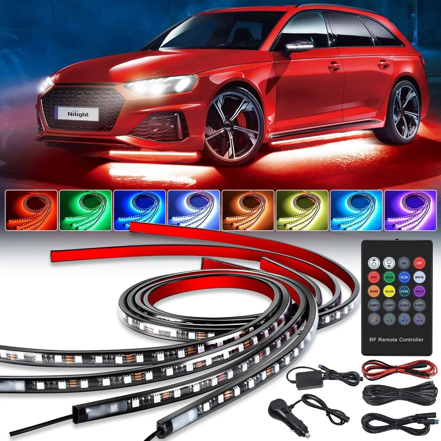 Nilight 252Leds RGB Underglow Neon Wireless Remote Control Led Strip Light 4PCS
