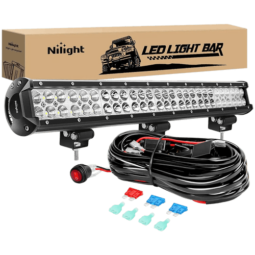 Nilight 25 Inch 162W Double Row Spot Flood LED Light Bar | 12FT Wire 3Pin Switch