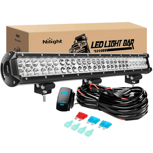 Nilight 25 Inch 162W Double Row Spot Flood LED Light Bar | 12FT Wire 5Pin Switch