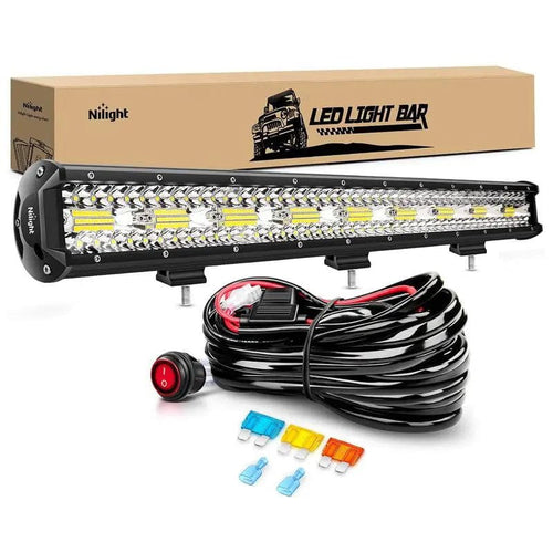 Nilight 26 Inch 540W 50000LM Triple Row Spot Flood LED Light Bar | 14AWG Wire 3Pin Switch (25% OFF Final Checkout)