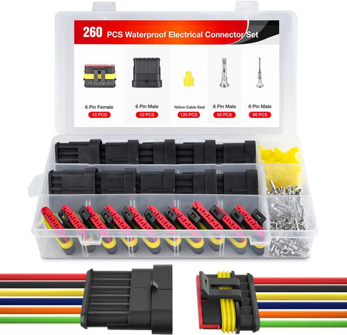 Nilight 260PCS 6 Pin Electrical Connector ‎Plug Male Female Terminal Wire Connector