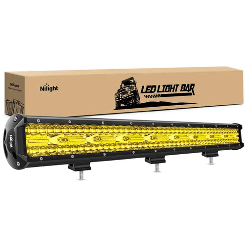 Nilight 26 Inch 540W 50000LM Triple Row Amber Spot Flood LED Light Bar