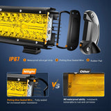 Nilight 26 Inch 540W 50000LM Triple Row Amber Spot Flood LED Light Bar, view 5