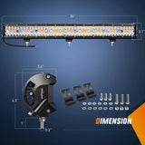 Nilight 26 Inch 540W Triple Row Amber White Spot Flood LED Light Bar | 16AWG DT Wire, view 2