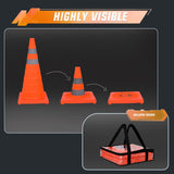 Nilight 28 Inch Collapsible Traffic Safety Cones 2 Pack - Bright Orange Parking Cones with Reflective Collars for Roadside Emergency, Parking, Driving Practice, view 4